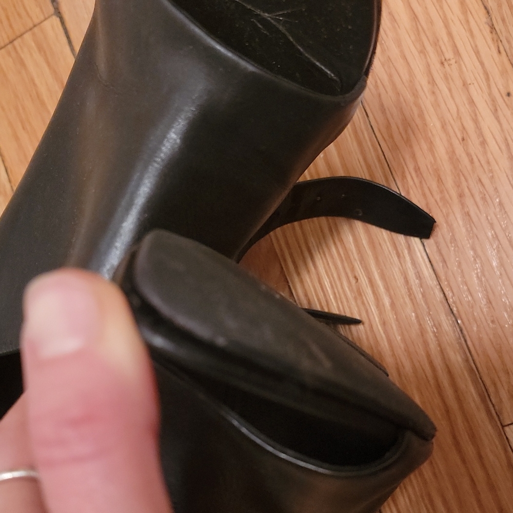 Alexander wang black leather wedge zip sandals size 38 - Picture 4 of 7